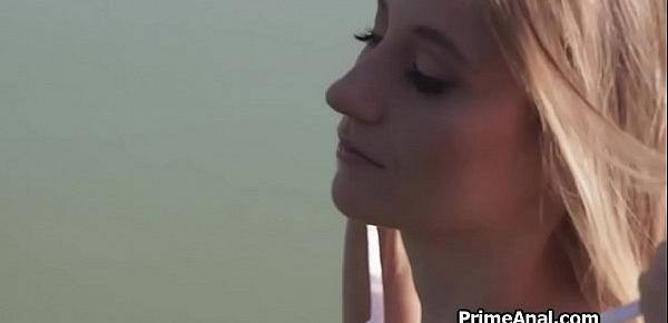  Blonde blowing BBC and getting rimmed outdoors